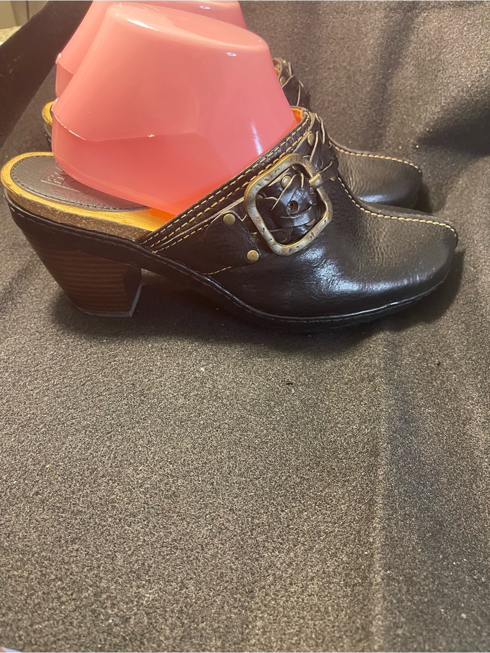 Frye Black Leather Slip-On Mule with Buckle Braid - Picture 3 of 7
